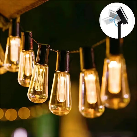 5M 20 LED Solar Retro Papaya Light Bulb 8 Modes Waterproof Fairy Light String for Courtyards Balconies Umbrellas Christmas Decor