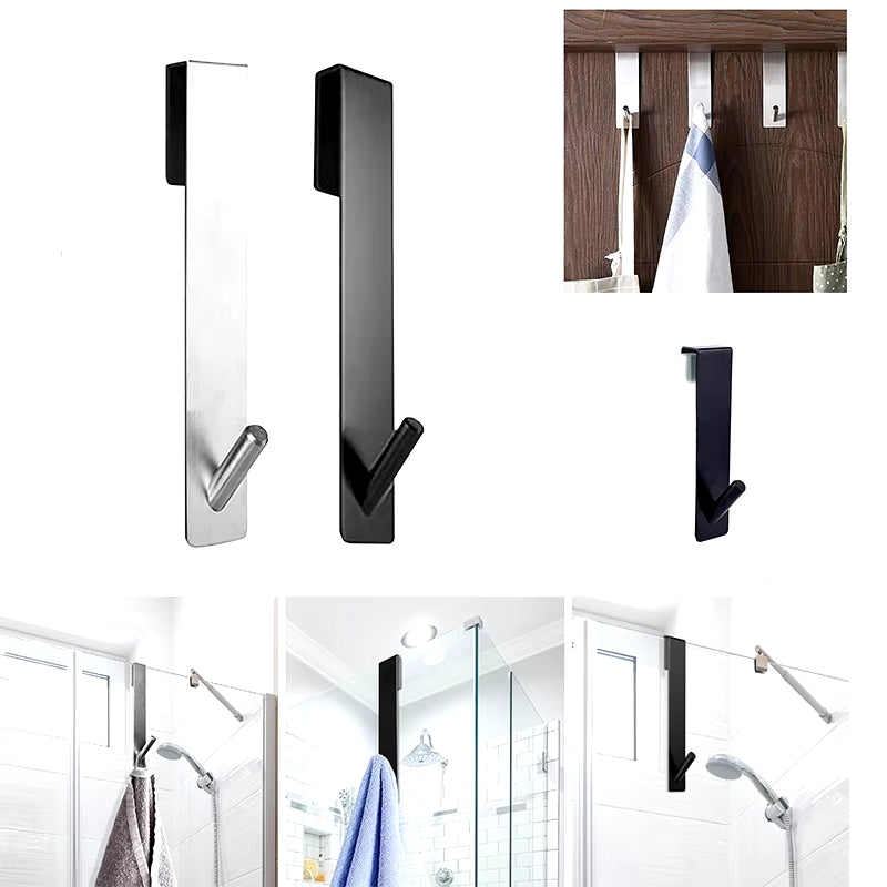 Stainless Steel over Glass Door Shower Door Back Shower Towel Rack S-Shape Bathroom Bathrobe Hanger Holder Hooks