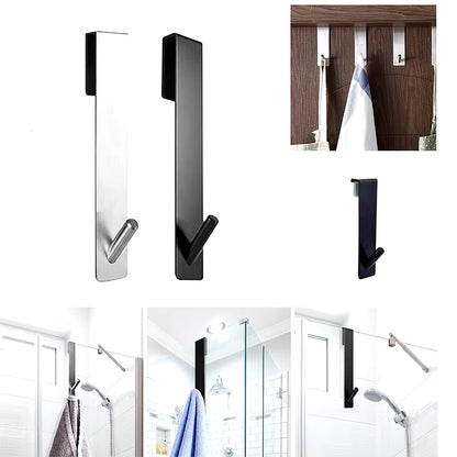 Stainless Steel over Glass Door Shower Door Back Shower Towel Rack S-Shape Bathroom Bathrobe Hanger Holder Hooks