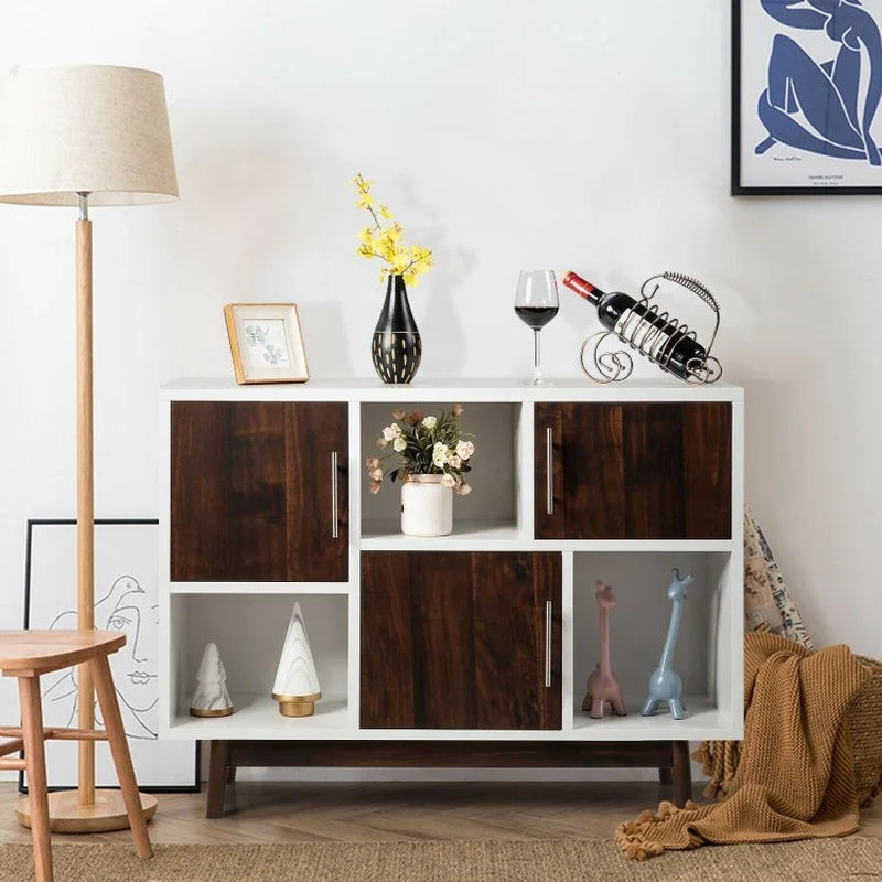 Wood Display Sideboard Storage Cabinet with Storage Compartments