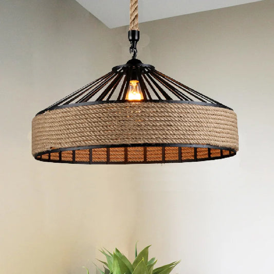 Vintage Hemp Rope Pendant Light Restaurant LED Hanging Lamp Industrial Wind Chandelier Creative Edison Bulb Decor Pendant Lamps