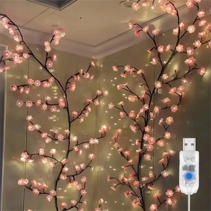 Cherry Blossom 96 Led USB Tree Branch Rattan Lights 8 Modes Colorful String Lamp Valentine Christmas Wedding Bedroom Decoration