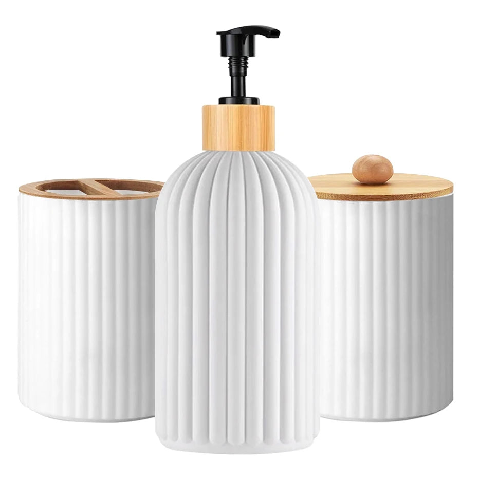 Bathroom Countertop Container Hand Soap Dispenser Cotton Ball Storage Box Toothbrush Holder Home Decoration Organizer