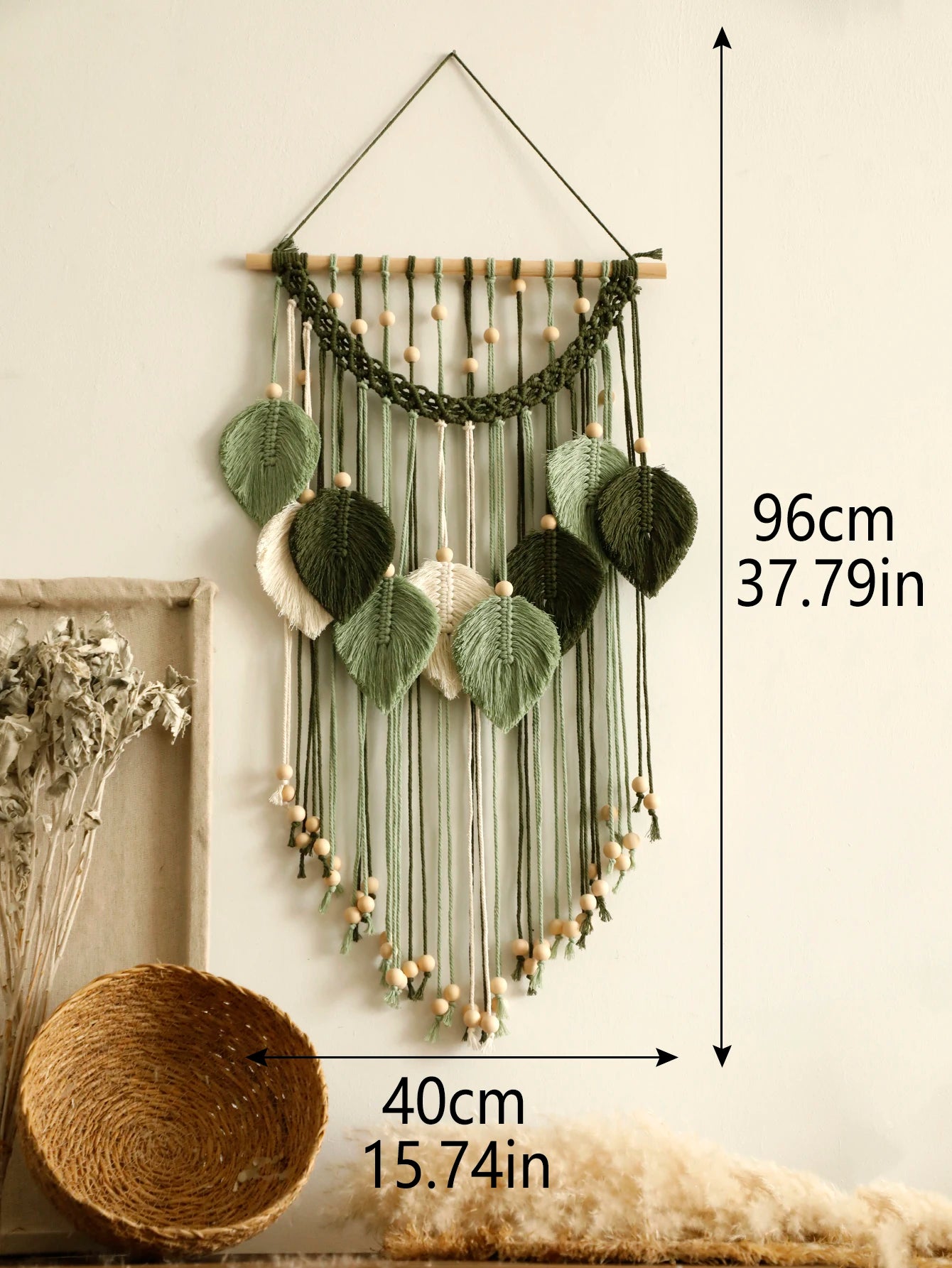 Leaf Macrame Tapestry Brown Green Wall Tapestry Boho Home Decoration Macrame Wall Hanging Home Living Room Decors Aesthetic Gift