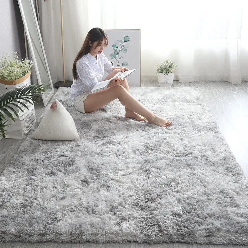 Gray Carpet for Living Room Plush Rug Bed Room Floor Fluffy Mats Anti-Slip Home Decor Rugs Soft Velvet Carpets Kids Room Blanket